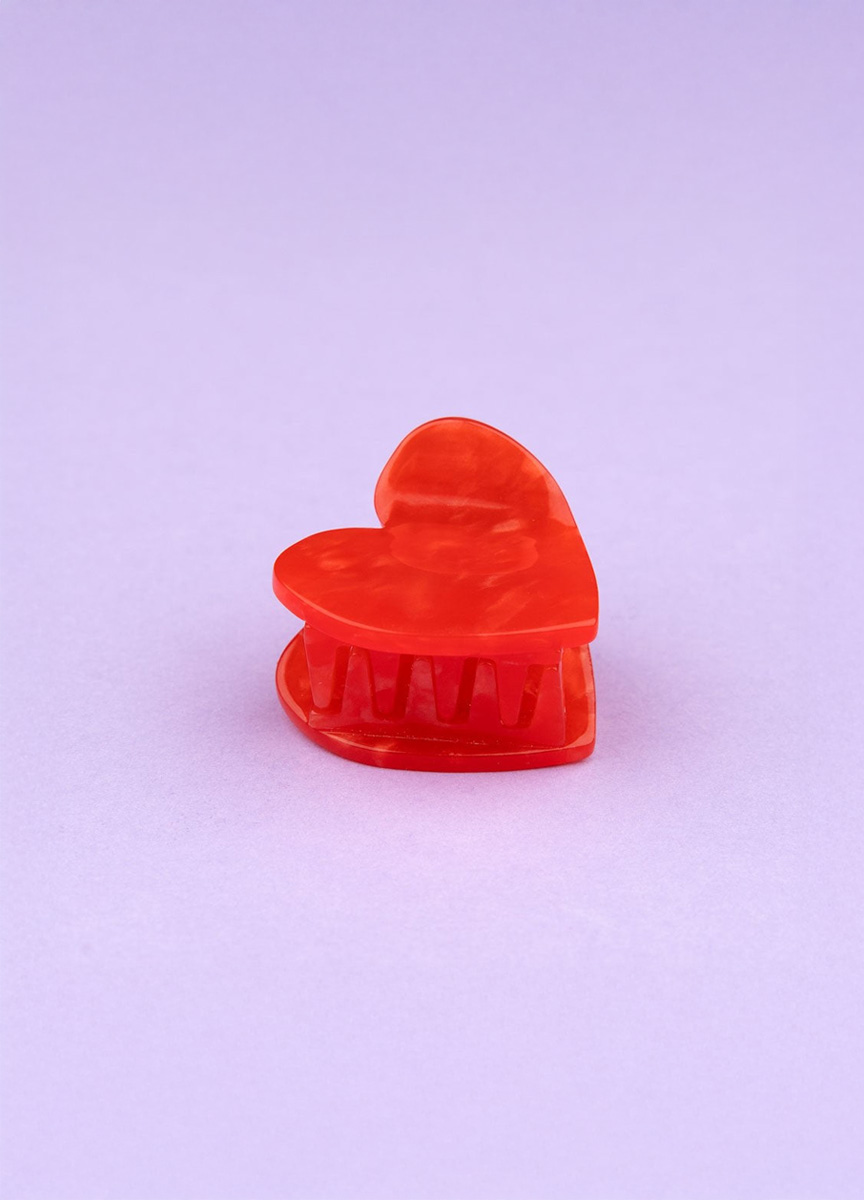 迷你紅色愛心髮抓夾